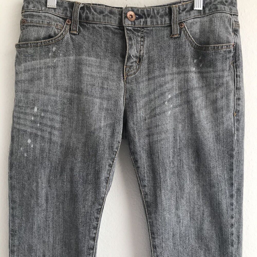 Volcom Womens Slim Straight Jeans Size 5 Gray Low Rise Stretch Denim Distressed - Picture 2 of 8